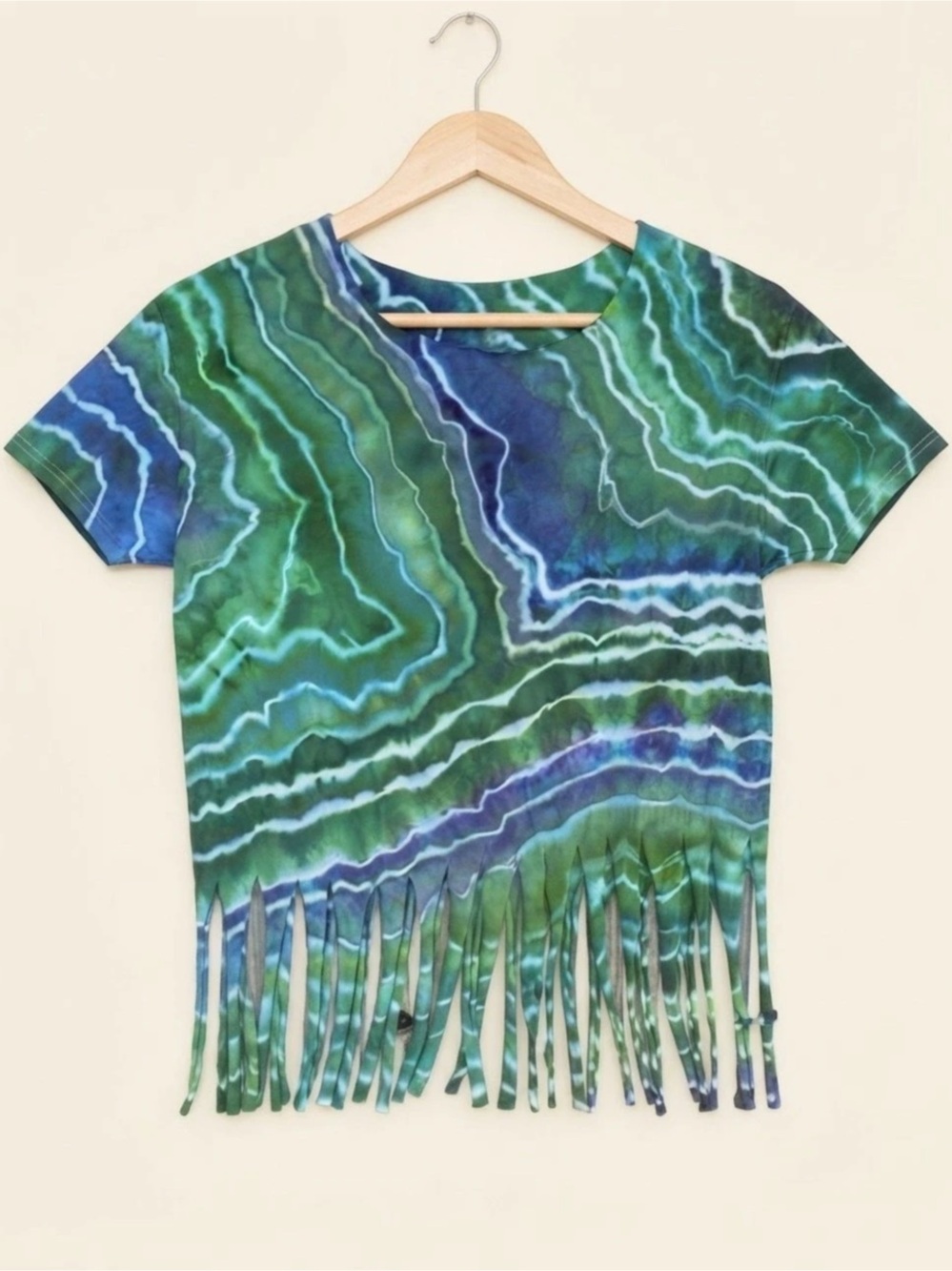 Ice Dyed Fringe Short Sleeve T-Shirt